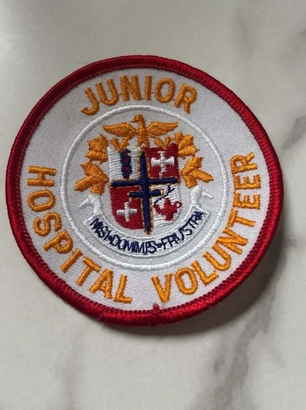 Vintage Junior Hospital Volunteer Embroidered Patch Nisi Dominus Frustra